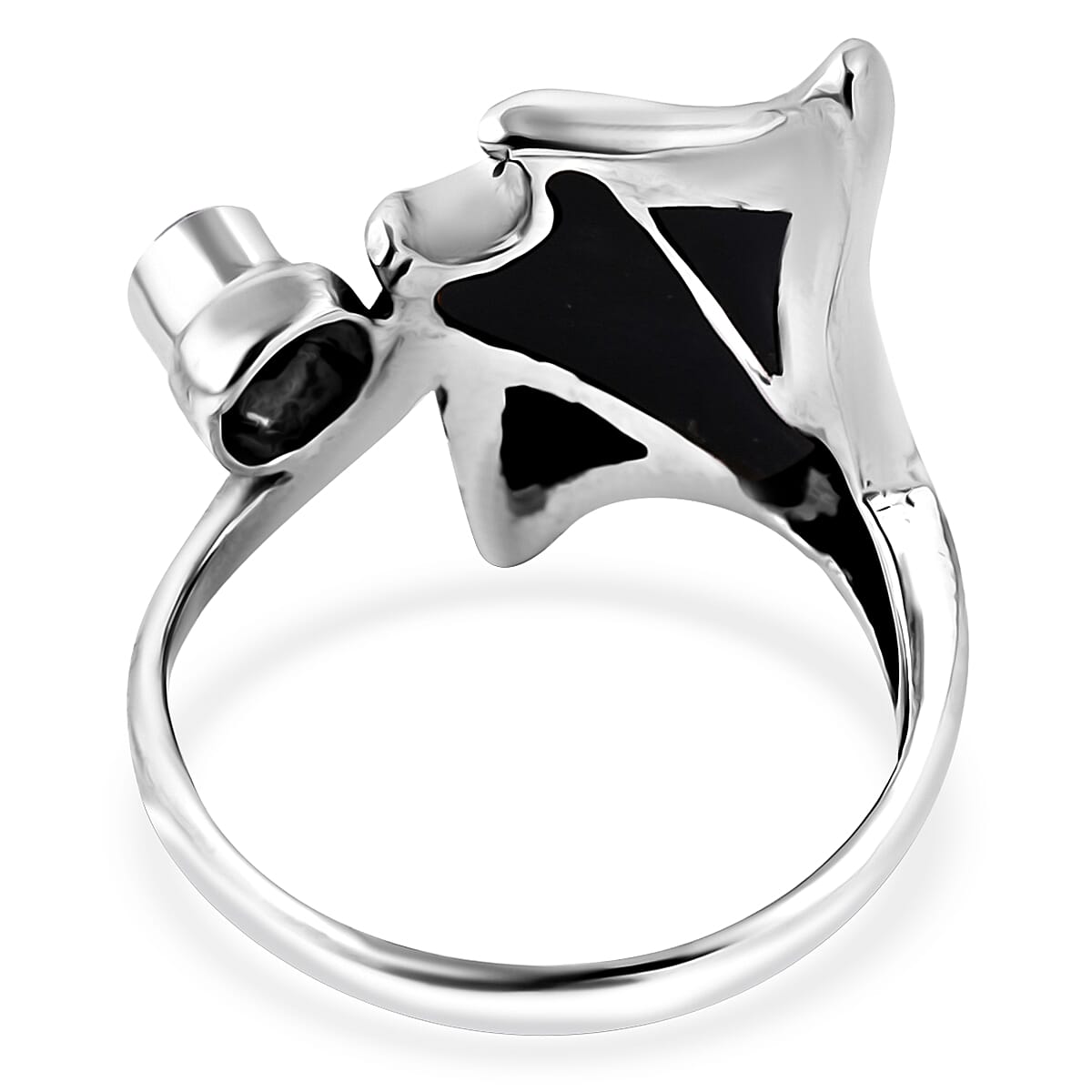 Bali Legacy Abalone Shell and Sky Blue Topaz Manta Ray Ring in Sterling Silver (Size 6.0) 0.35 ctw image number 4