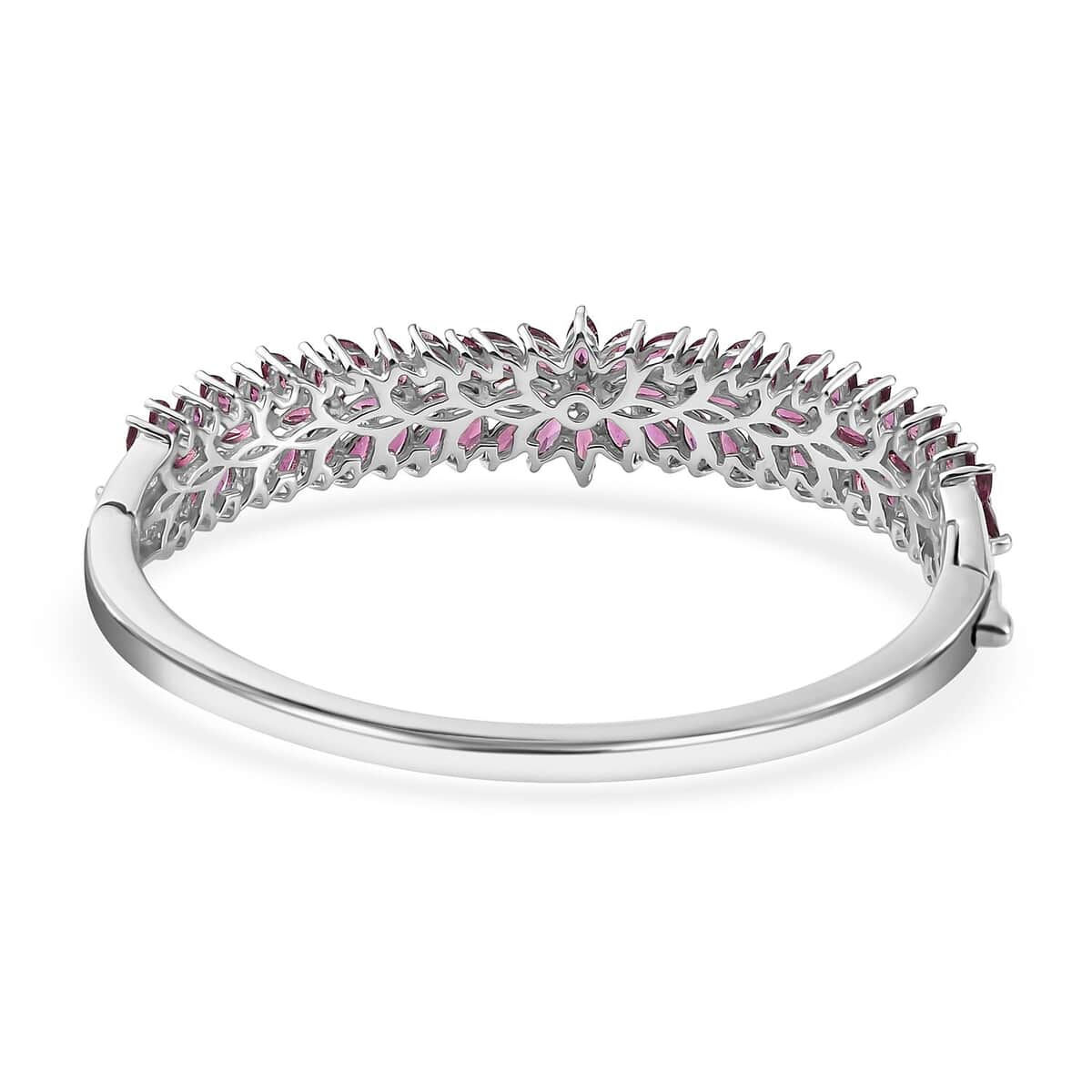 Orissa Rhodolite Garnet Floral Spray Bangle Bracelet in Platinum Over Sterling Silver (6.50 In) 12.35 ctw image number 4