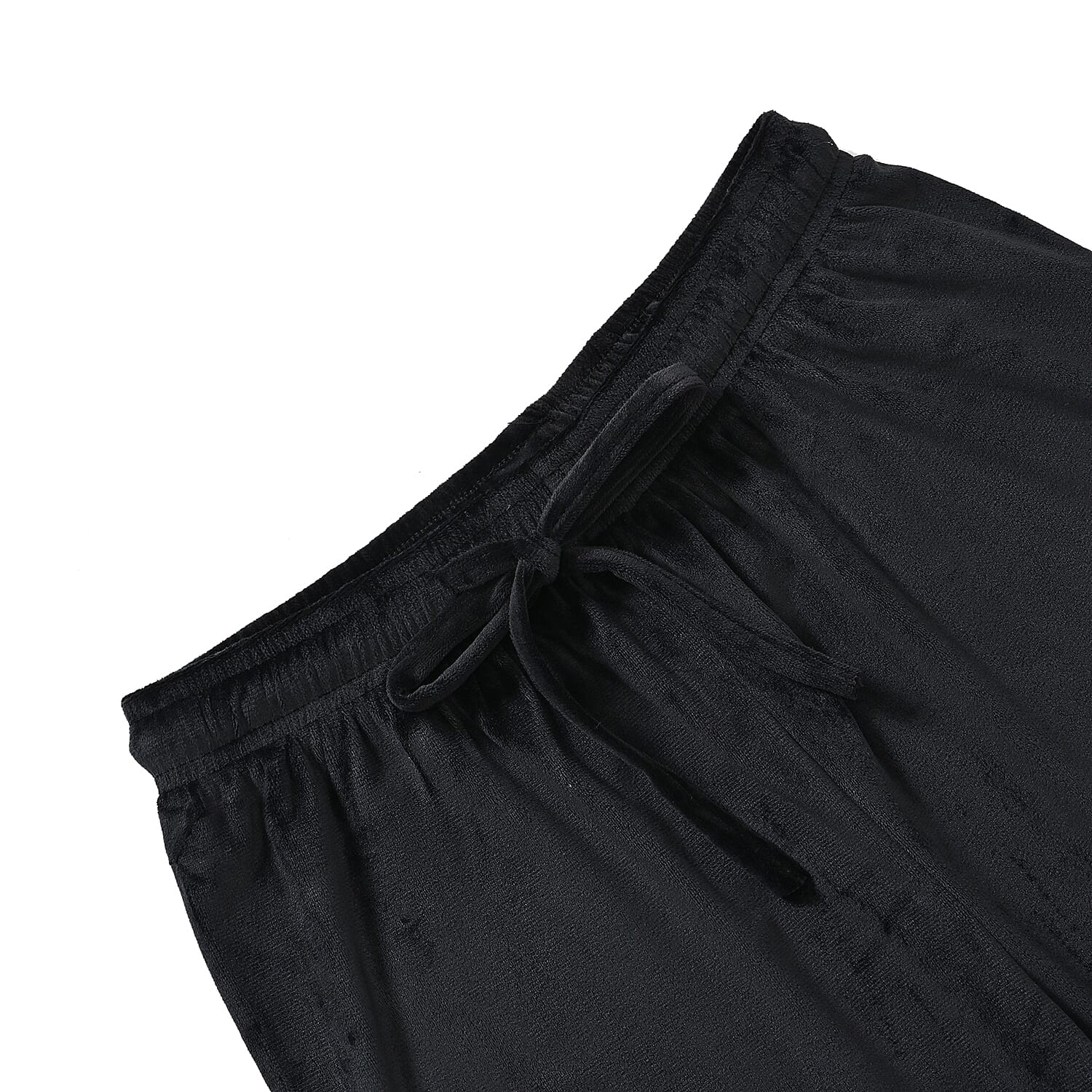Set of 2 Black and Purple Velvet Elastic Waist Lounge Pant - One Size Fits up to S-L
