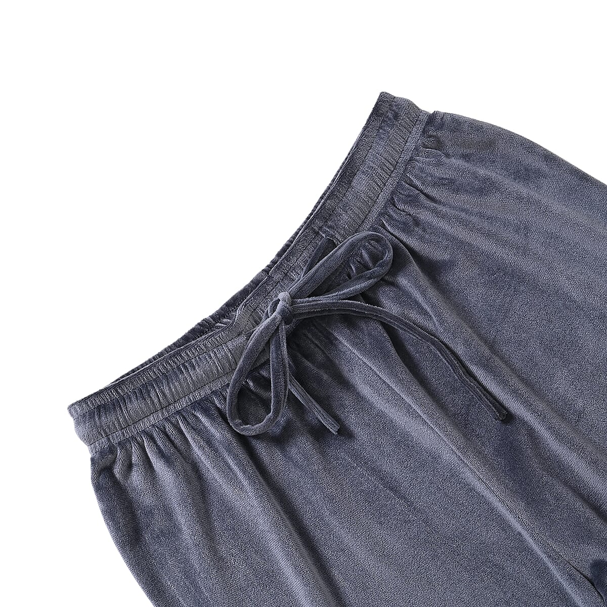 Set of 2 Black and Gray Velvet Elastic Waist Lounge Pant - One Size Fits up to S-L image number 6