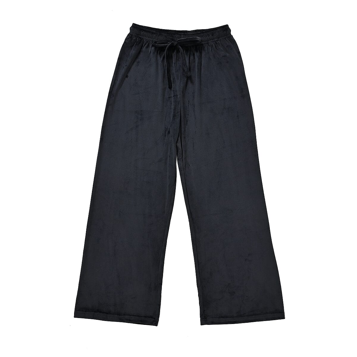 Set of 2 Black and Brown Velvet Elastic Waist Lounge Pant - One Size Fits up to S-L image number 1