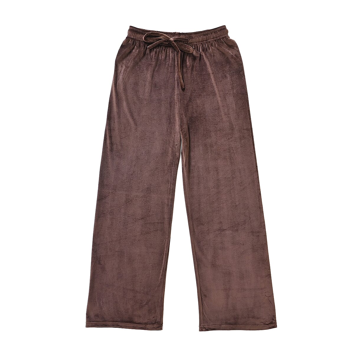 Set of 2 Black and Brown Velvet Elastic Waist Lounge Pant - One Size Fits up to S-L image number 5