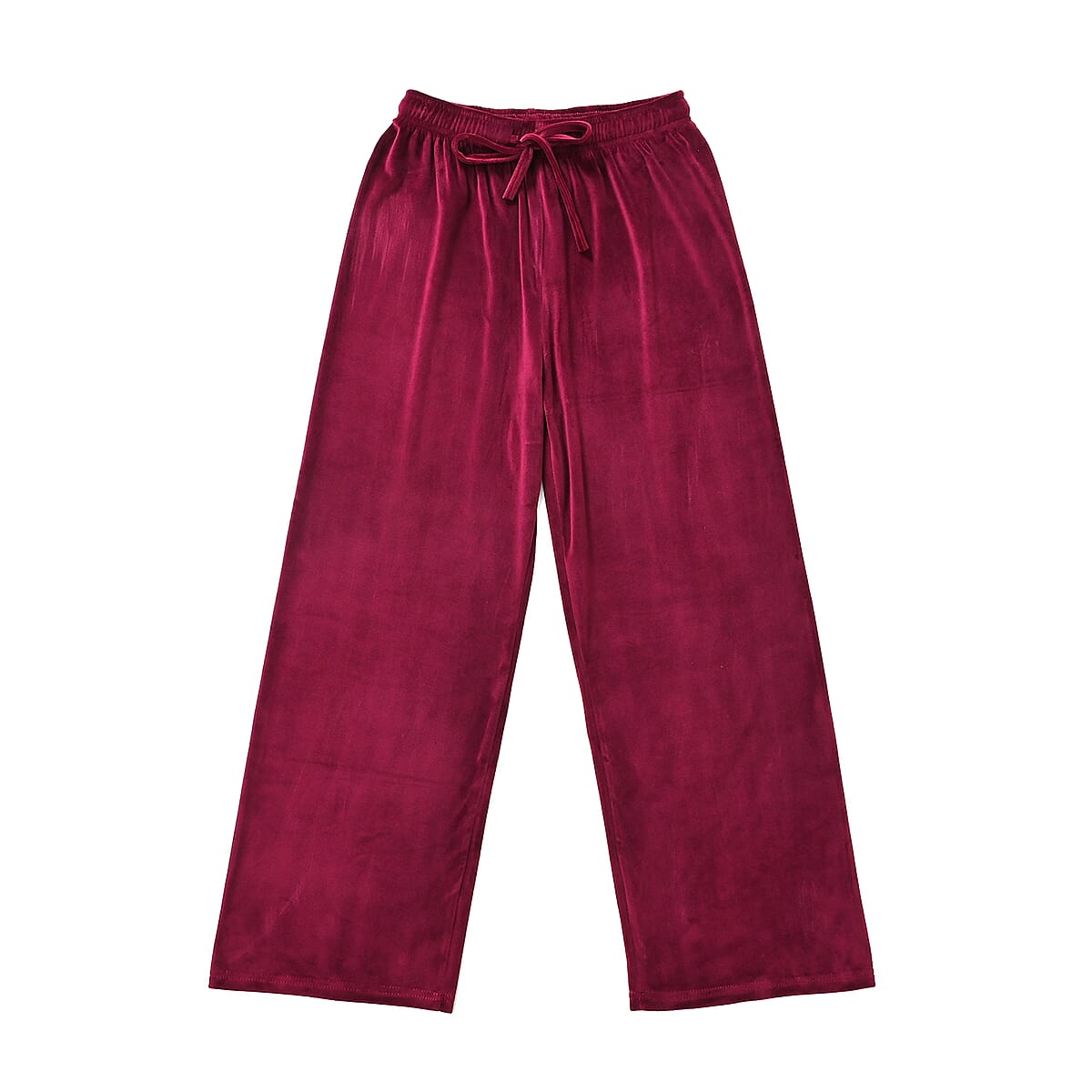 Set of 2 Black and Burgundy Velvet Elastic Waist Lounge Pant - One Size Fits up to S-L image number 5