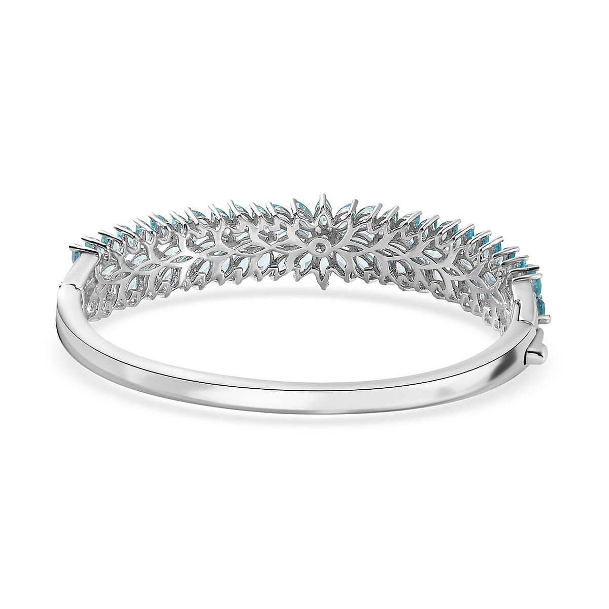 Betroka Blue Apatite Floral Spray Bangle Bracelet in Platinum Over Sterling Silver (6.50 In) 10.90 ctw image number 4