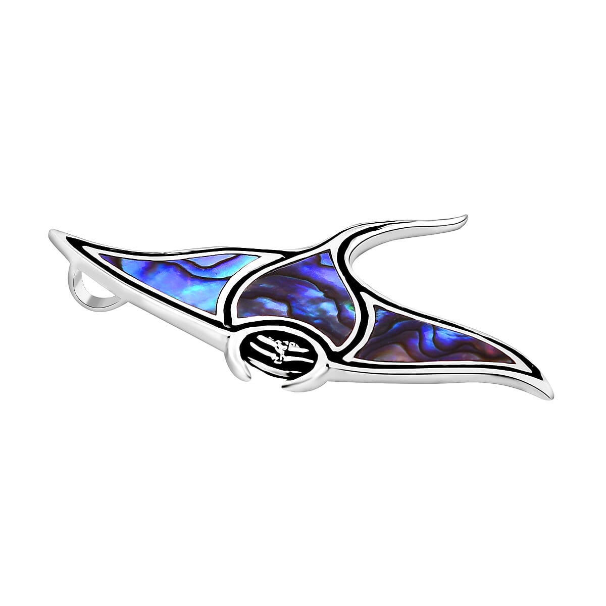 Bali Legacy Abalone Shell Manta Ray Pendant in Sterling Silver image number 3
