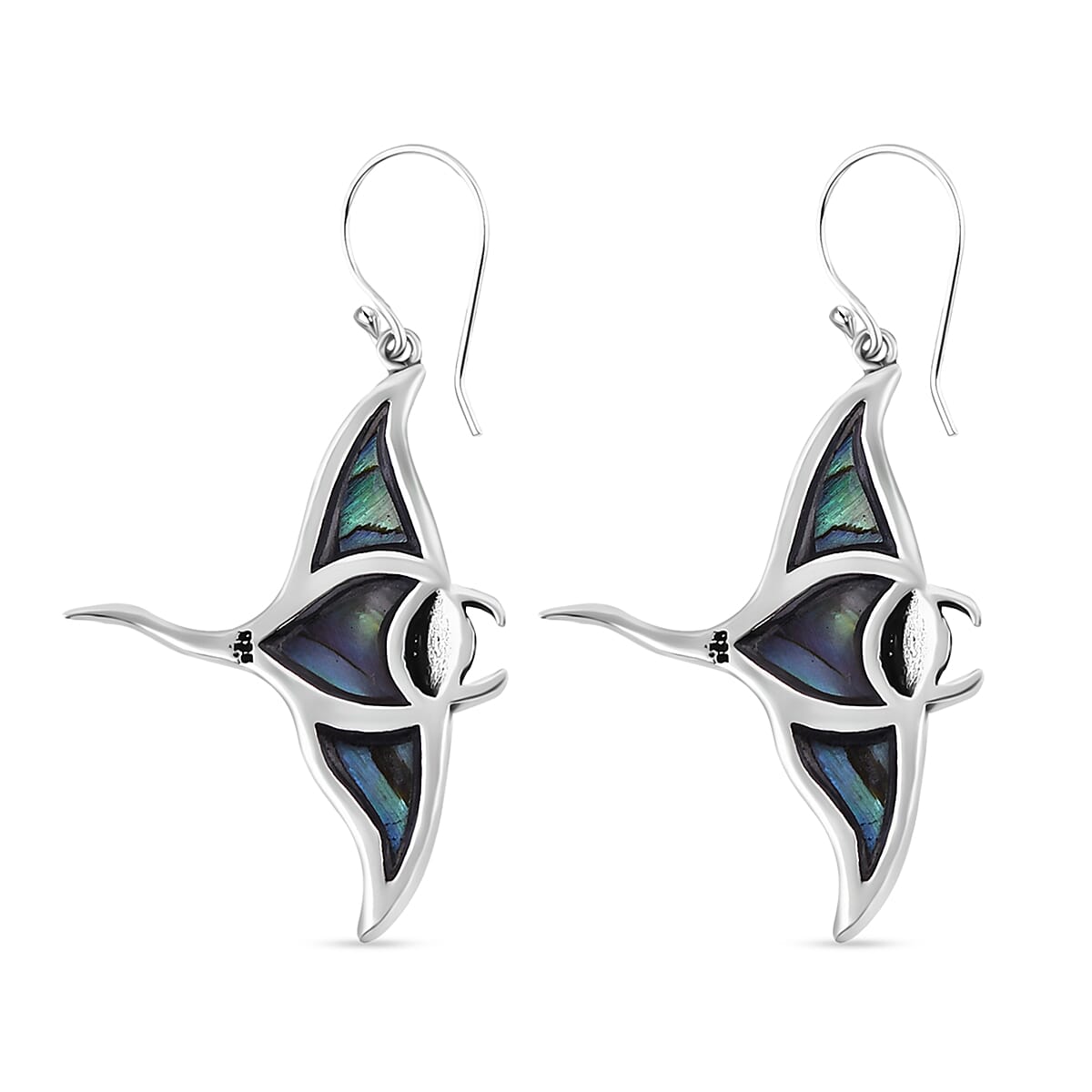 Bali Legacy Abalone Shell Manta Ray Earrings in Sterling Silver