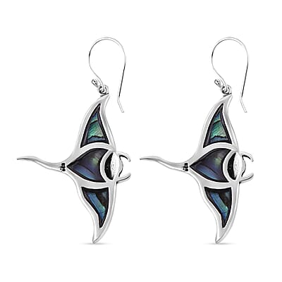Bali Legacy Abalone Shell Manta Ray Earrings in Sterling Silver