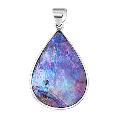Bali Legacy Abalone Shell and Larimar Manta Ray Pendant without Chain in Sterling Silver 1.70 ctw