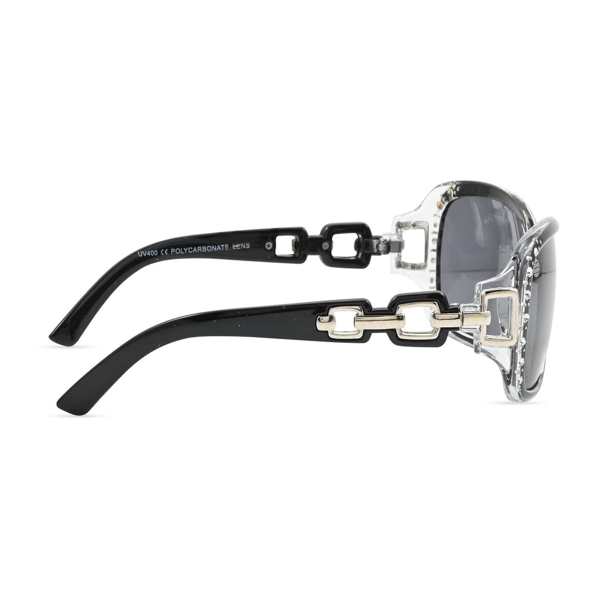 SolarX UV400 Polarized PC Women's Fashion Sunglasses with Rhinestones -Clear image number 2