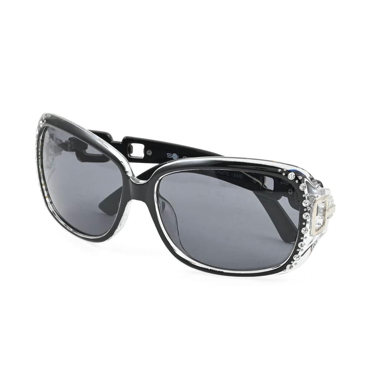 SolarX UV400 Polarized PC Women's Fashion Sunglasses with Rhinestones -Clear image number 3