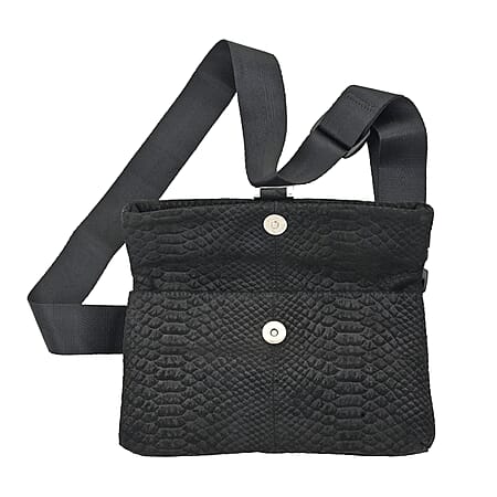 Black Python Pattern Convertible Belt Bag - Product card gallery slide 2 (10177414922553)