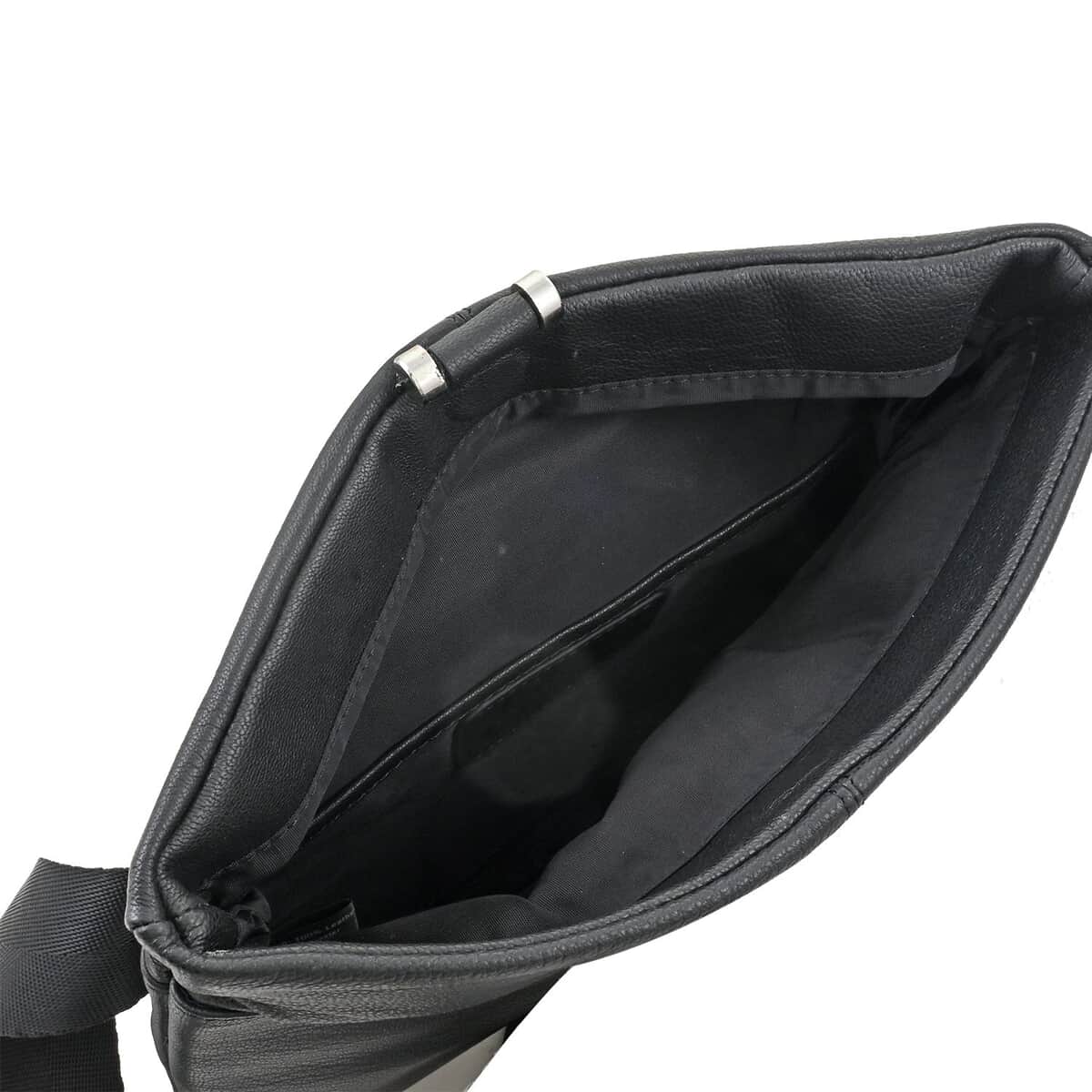 Black Leather Foldover Convertible Belt Bag image number 2