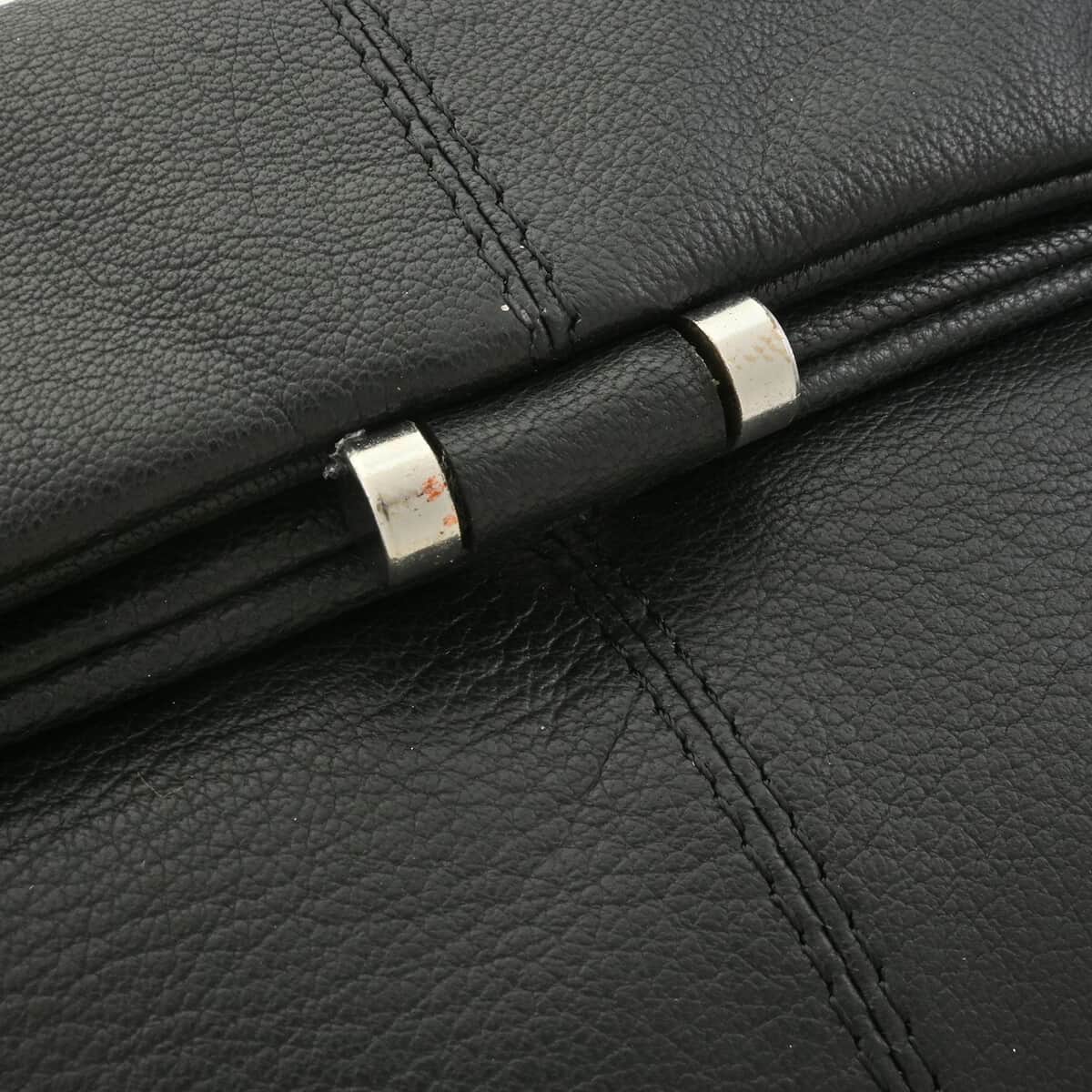 Black Leather Foldover Convertible Belt Bag image number 4