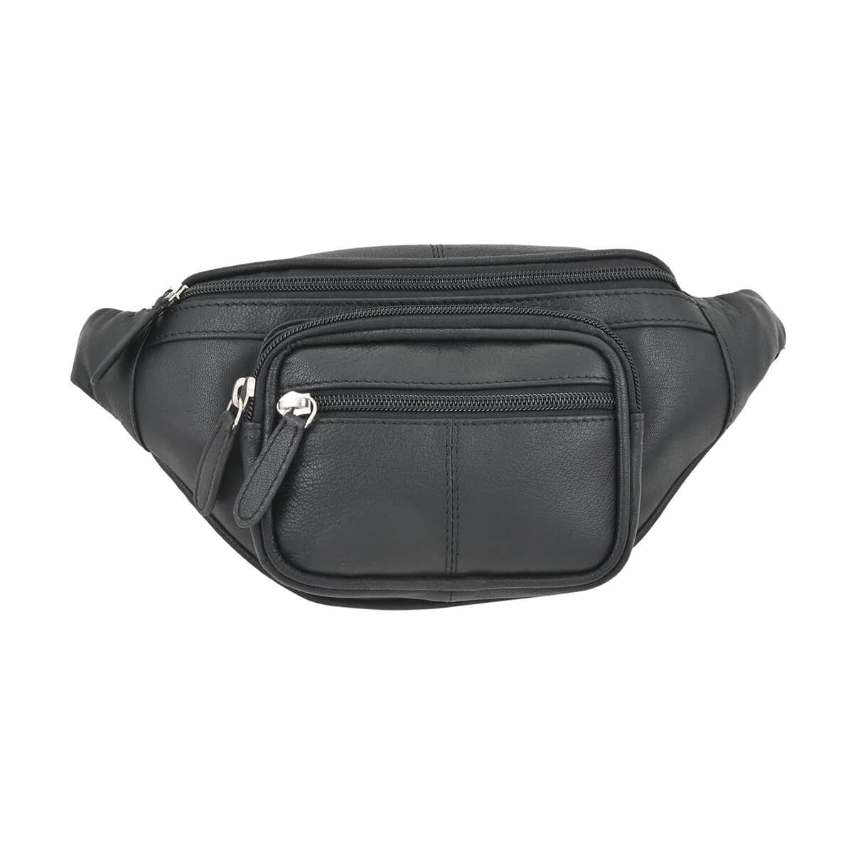 Black Leather Organizer Belt Bag image number 0