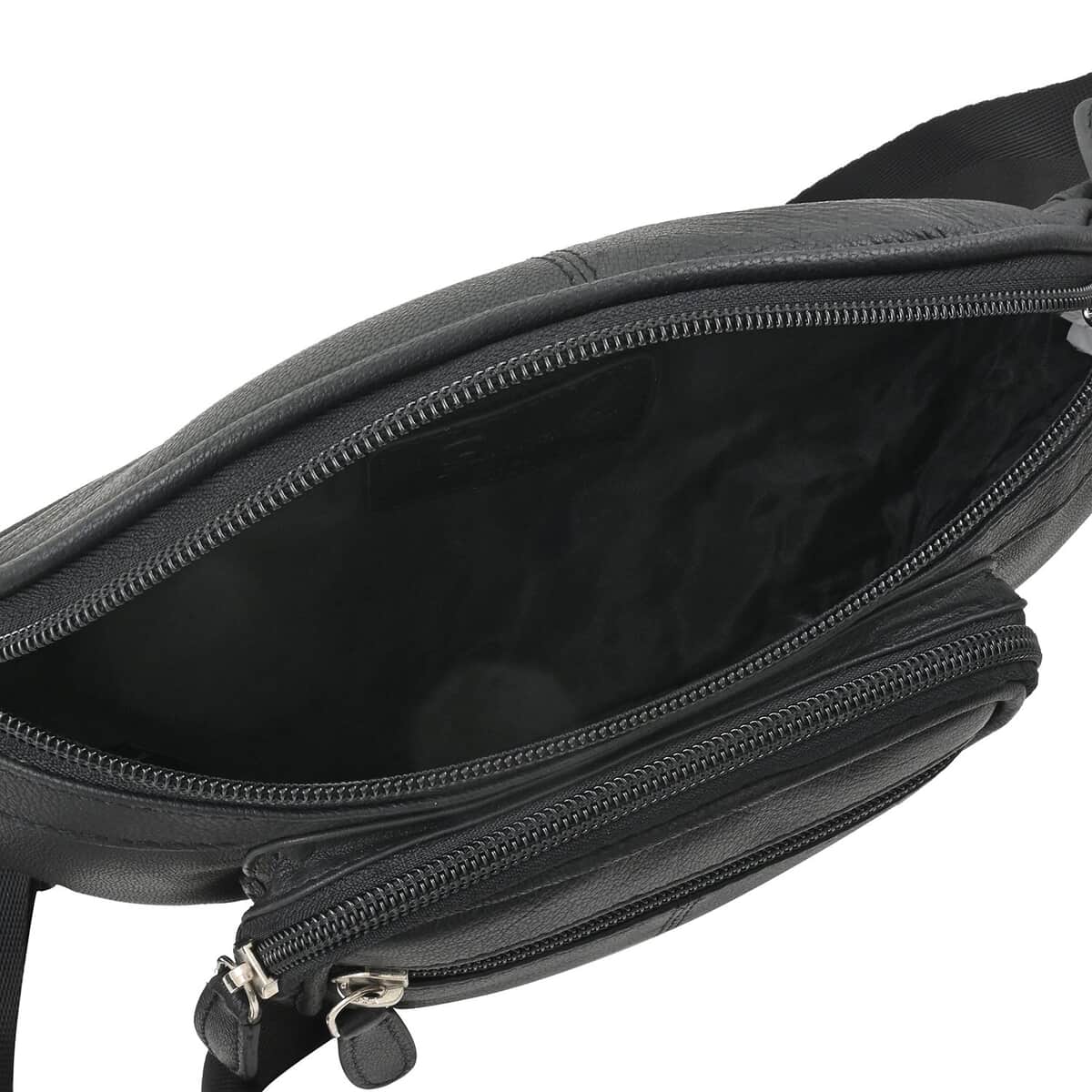 Black Leather Organizer Belt Bag image number 2