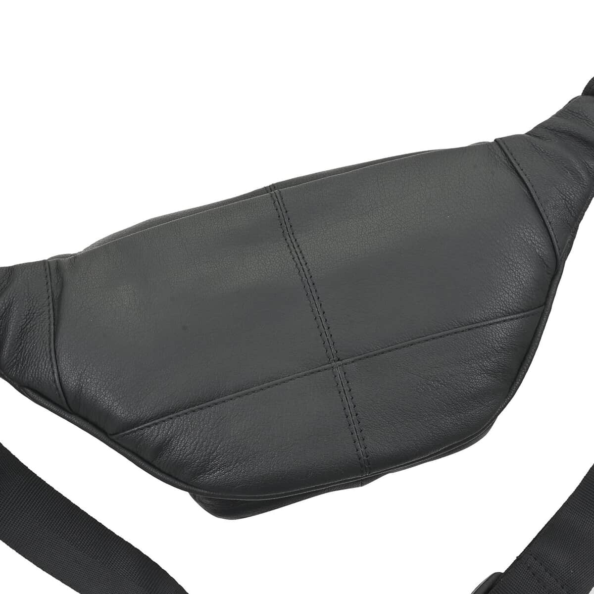 Black Leather Organizer Belt Bag image number 3