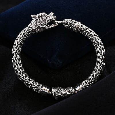 Bali Legacy Sterling Silver Dragon Bracelet (7.50 In) 62.25 Grams