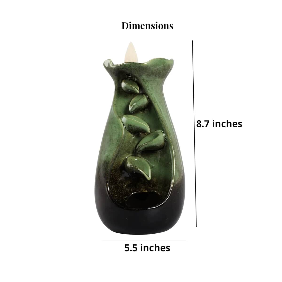 Closeout Trend Vision Tulip Style Cascading Ceramic Incense Burner with 10 Assorted Cones -Jade image number 7