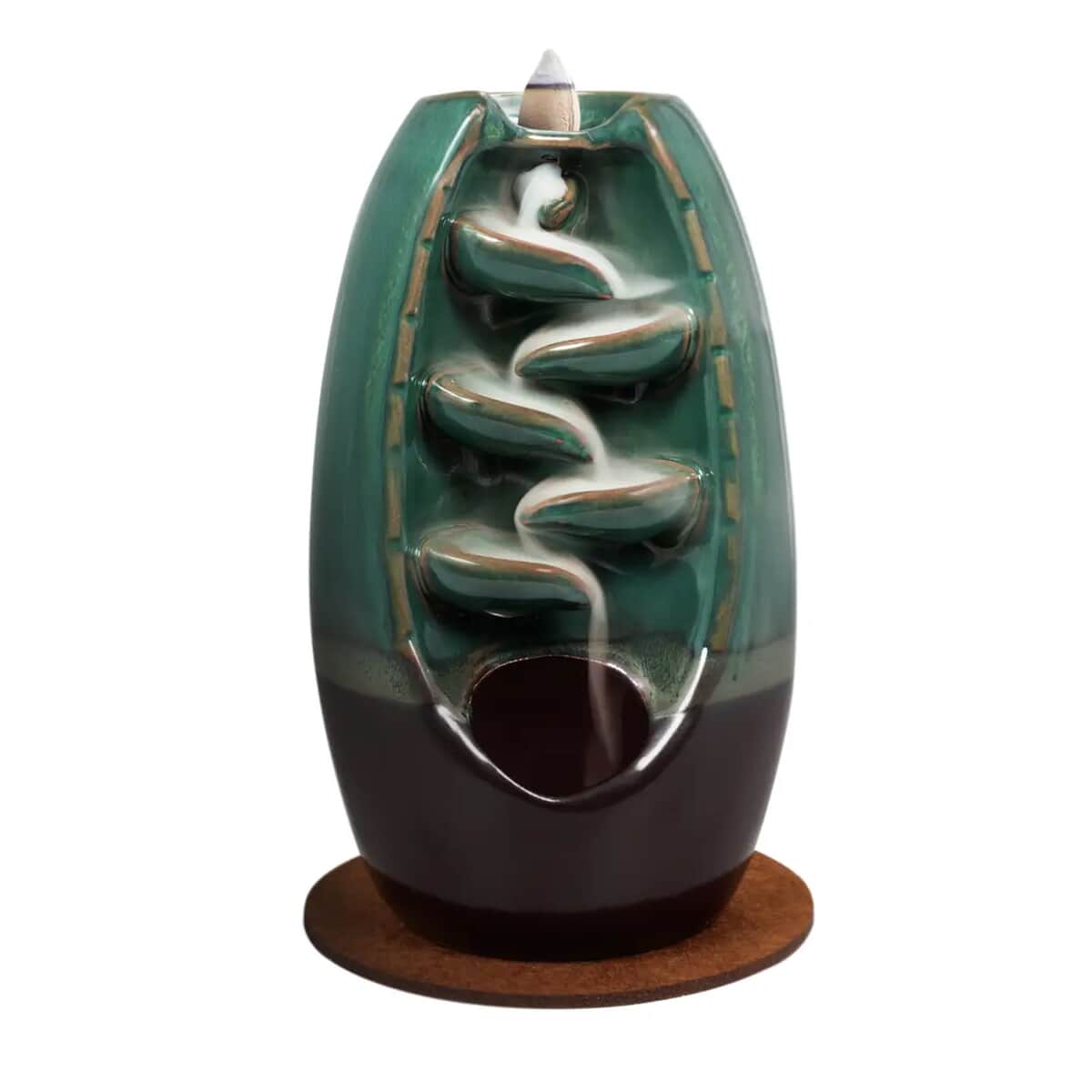 Trend Vision Cascading Ceramic Incense Burner with 10 Assorted Cones -Cyan (5.5"x8.7") image number 0