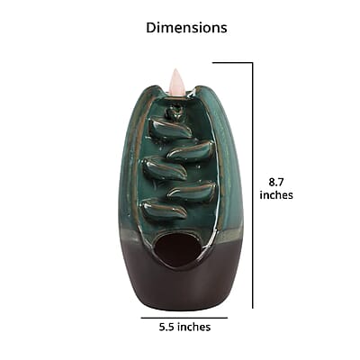 Closeout Trend Vision Cascading Ceramic Incense Burner with 10 Assorted Cones -Cyan
