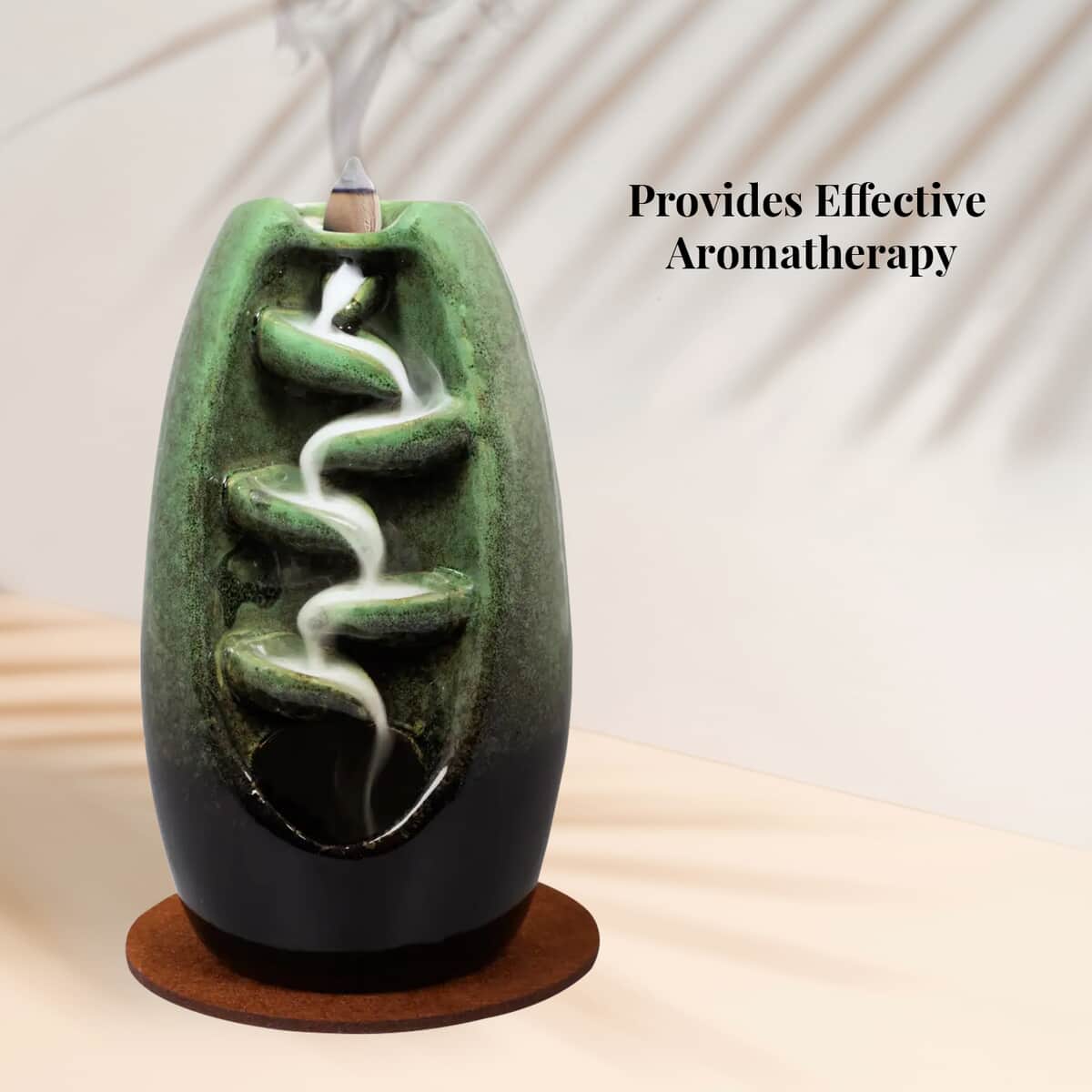 Closeout Trend Vision Cascading Ceramic Incense Burner with 10 Assorted Cones -Jade image number 2