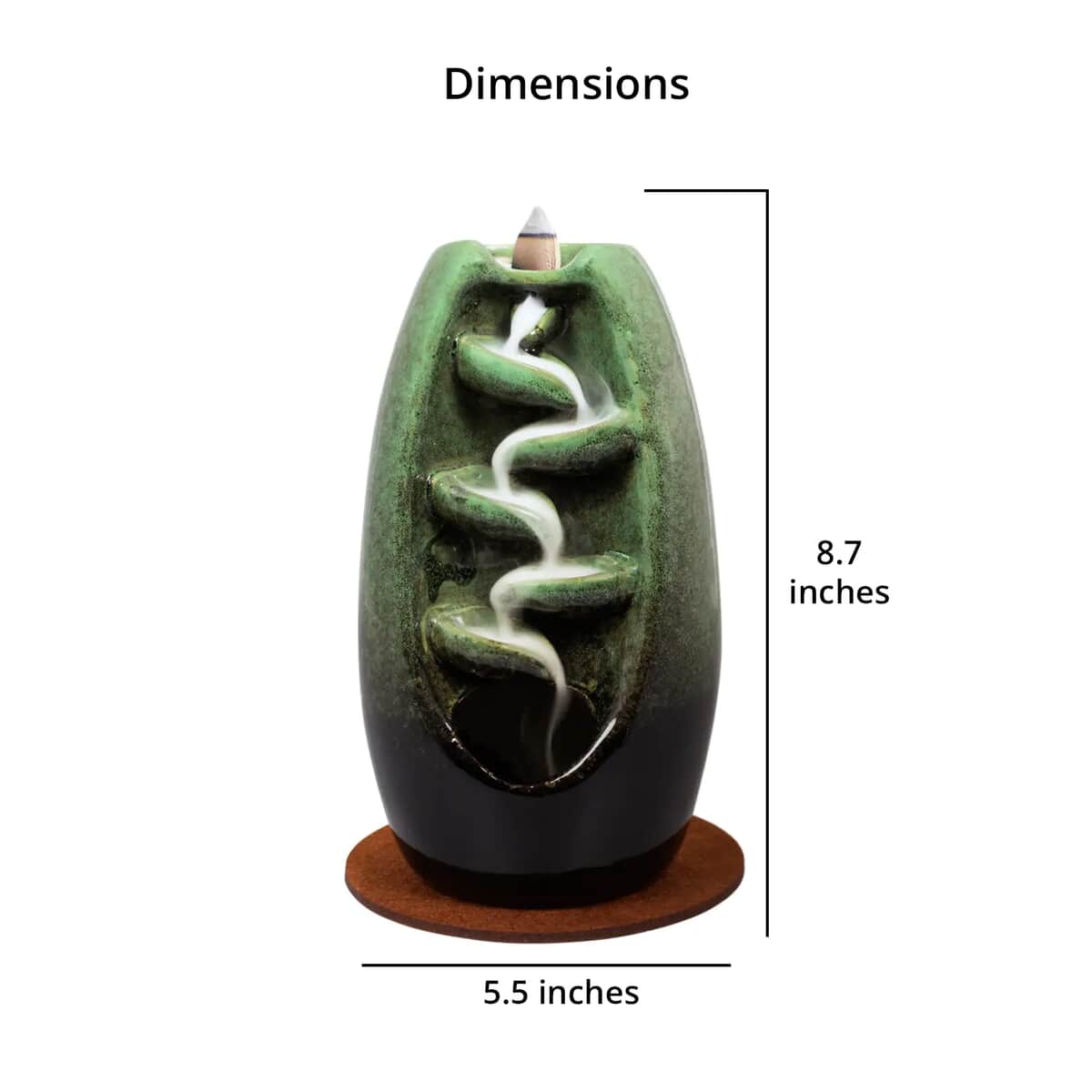 Closeout Trend Vision Cascading Ceramic Incense Burner with 10 Assorted Cones -Jade image number 7