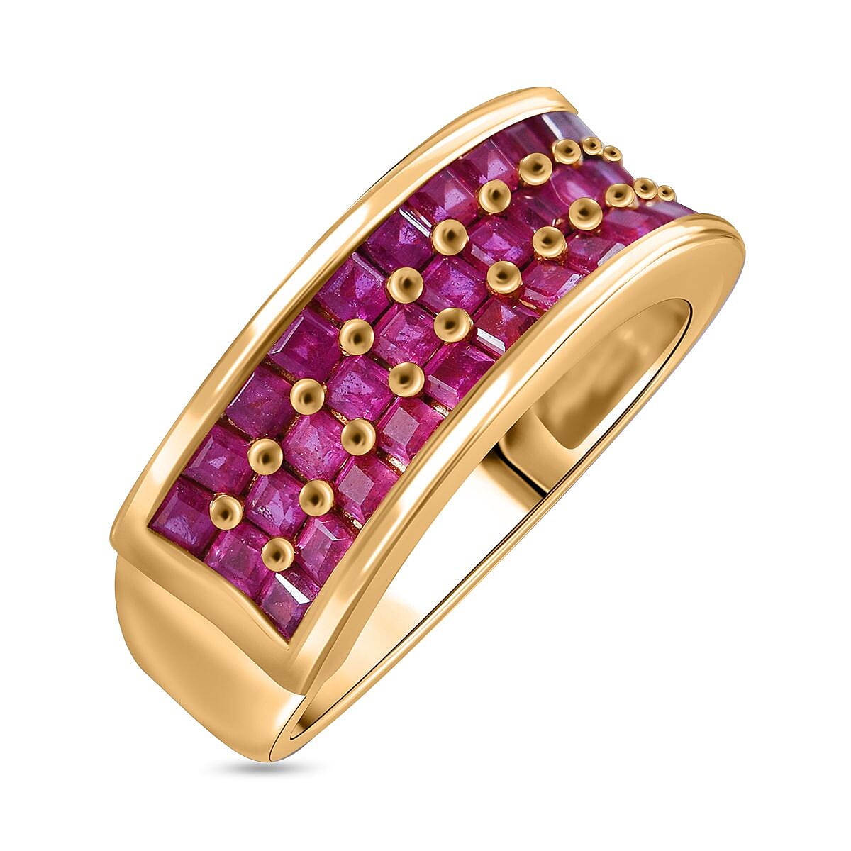 African Ruby 2.52 ctw Ring in 18K Vermeil Yellow Gold Over Sterling Silver (Size 10.0)