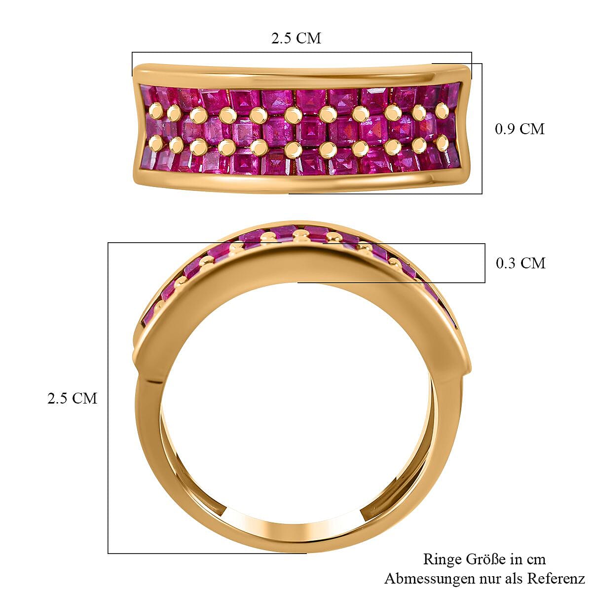 African Ruby 2.52 ctw Ring in 18K Vermeil Yellow Gold Over Sterling Silver (Size 10.0)