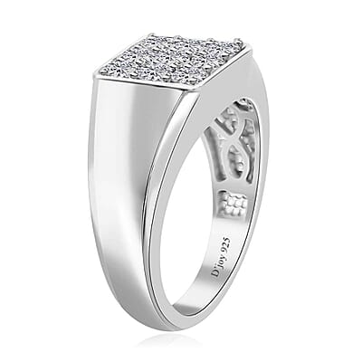 Moissanite Men's Ring in Platinum Over Sterling Silver (Size 10.0) 0.95 ctw