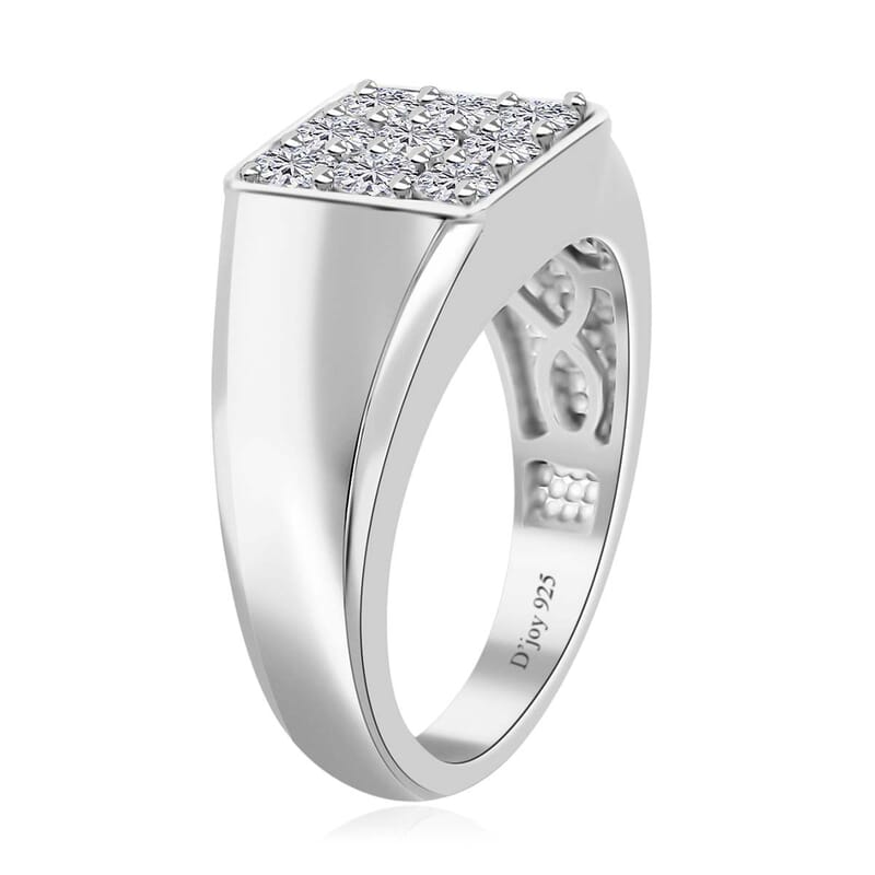 Moissanite Men's Ring in Platinum Over Sterling Silver (Size 10.0) 0.95 ctw