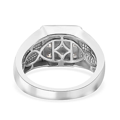 Moissanite Men's Ring in Platinum Over Sterling Silver (Size 10.0) 0.95 ctw