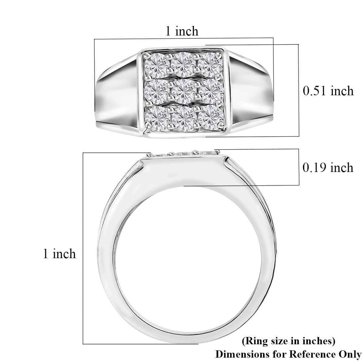 Moissanite Men's Ring in Platinum Over Sterling Silver (Size 11.0) 0.95 ctw image number 5