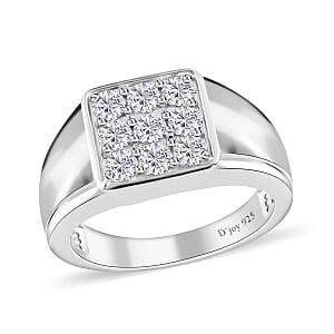Moissanite Men's Ring in Platinum Over Sterling Silver (Size 12.0) 0.95 ctw
