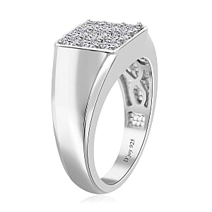 Moissanite Men's Ring in Platinum Over Sterling Silver (Size 12.0) 0.95 ctw