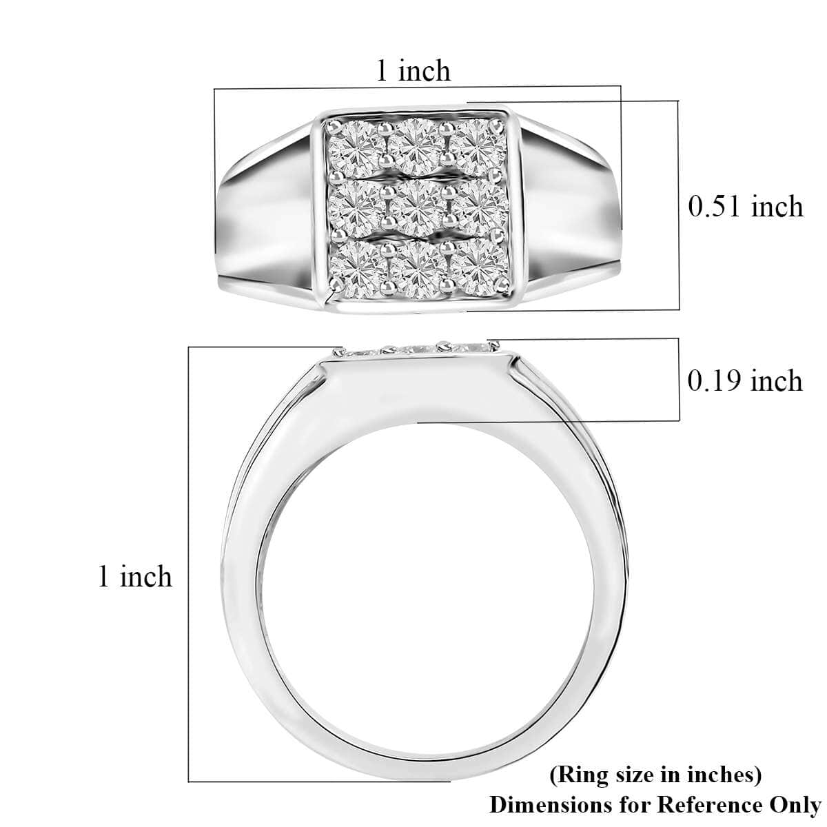 Moissanite Men's Ring in Platinum Over Sterling Silver (Size 14.0) 0.95 ctw image number 5
