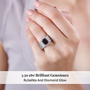 Rhapsody AAAA Ouro Fino Rubellite and E-F VS2 Diamond 3.30 ctw Ring in 950 Platinum (Size 7.0) 10.70 Grams