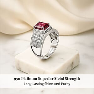 Rhapsody AAAA Ouro Fino Rubellite and E-F VS2 Diamond 3.30 ctw Ring in 950 Platinum (Size 7.0) 10.70 Grams
