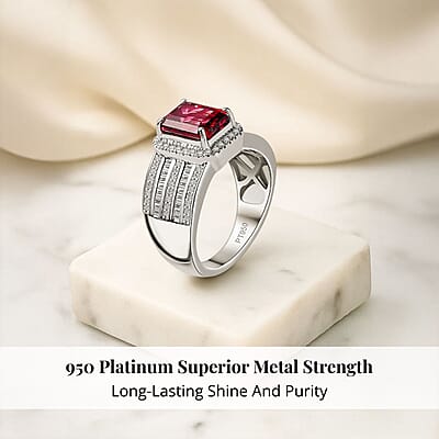 Rhapsody AAAA Ouro Fino Rubellite and E-F VS2 Diamond 3.30 ctw Ring in 950 Platinum (Size 7.0) 10.70 Grams