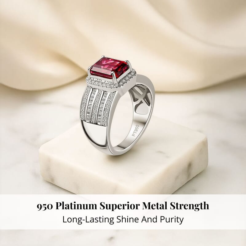 Rhapsody AAAA Ouro Fino Rubellite and E-F VS2 Diamond 3.30 ctw Ring in 950 Platinum (Size 7.0) 10.70 Grams