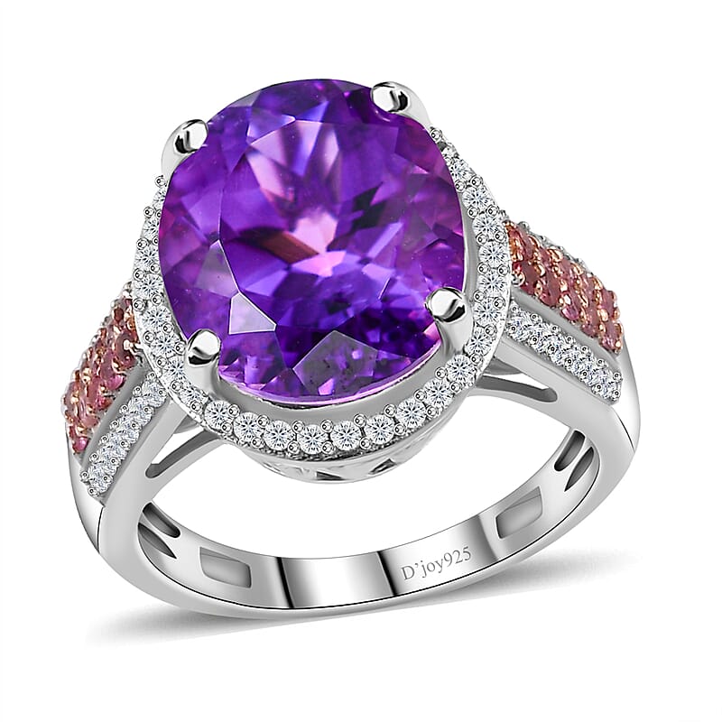 AAA Moroccan Amethyst and Multi Gemstone Ring in Platinum Over Sterling Silver (Size 10.0) 5.40 ctw