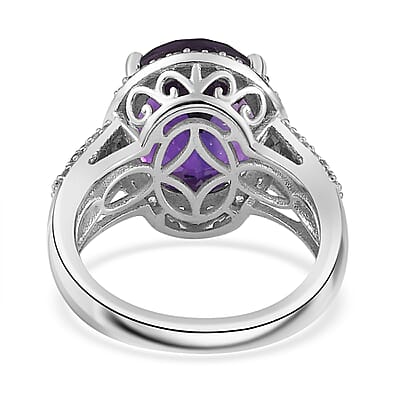 AAA Moroccan Amethyst and Multi Gemstone Ring in Platinum Over Sterling Silver (Size 10.0) 5.40 ctw