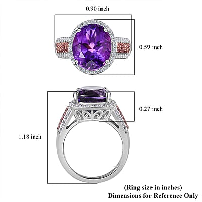 AAA Moroccan Amethyst and Multi Gemstone Ring in Platinum Over Sterling Silver (Size 10.0) 5.40 ctw