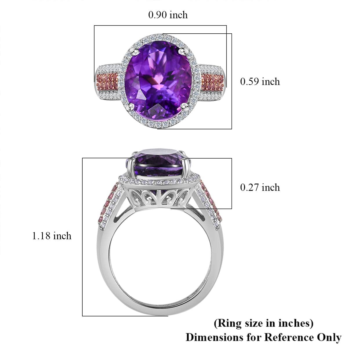 AAA Moroccan Amethyst and Multi Gemstone Ring in Platinum Over Sterling Silver (Size 6.0) 5.40 ctw image number 5