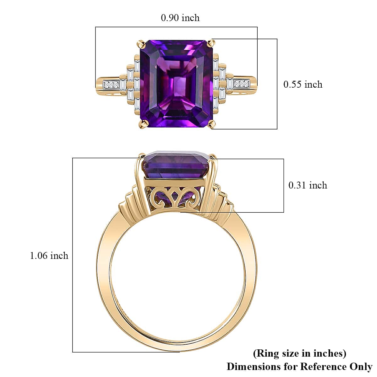 Luxoro 10K Yellow Gold Moroccan Amethyst and G-H I3 Diamond Ring (Size 7.0) 4.65 Grams 5.20 ctw