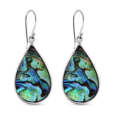Bali Legacy Abalone Shell and Larimar Manta Ray Earrings in Sterling Silver 0.75 ctw