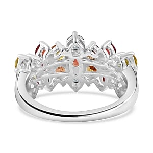 Rainbow Sapphire 3.18 ctw Ring in Rhodium Over Sterling Silver (Size 9.5)