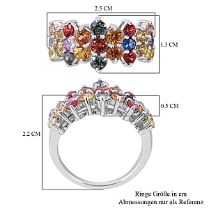 Rainbow Sapphire 3.18 ctw Ring in Rhodium Over Sterling Silver (Size 9.5)