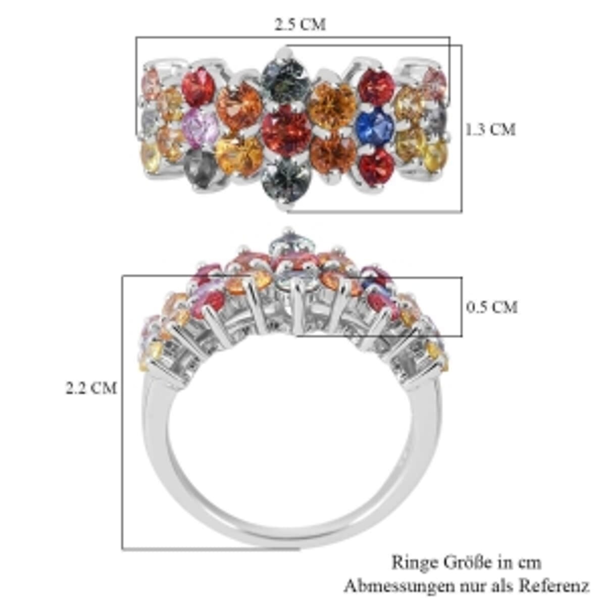 Rainbow Sapphire 3.18 ctw Ring in Rhodium Over Sterling Silver (Size 9.5) image number 4