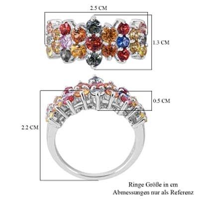 Rainbow Sapphire 3.18 ctw Ring in Rhodium Over Sterling Silver (Size 9.5)