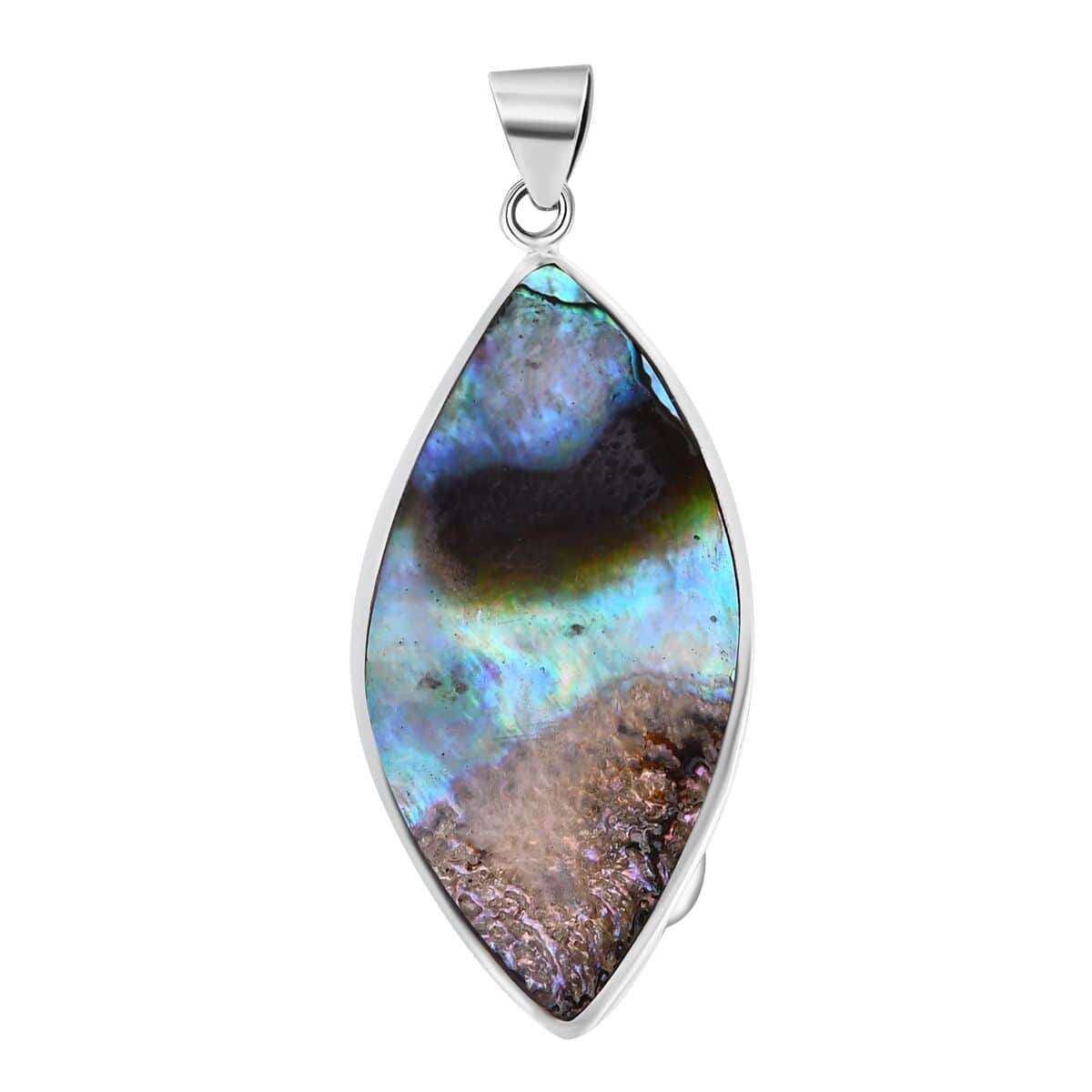 Bali Legacy Abalone Shell and Larimar Sea Turtle Pendant in Sterling Silver 1.00 ctw image number 4